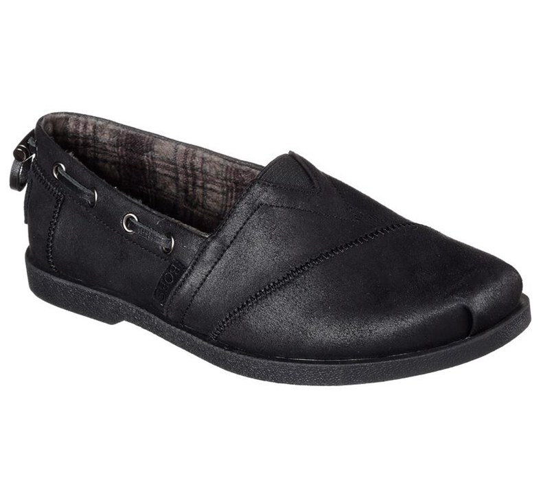Skechers Dam Svarta Platta Skor - Bobs Chill Luxe - Buttoned Up - Sverige (QHCYB-8941)